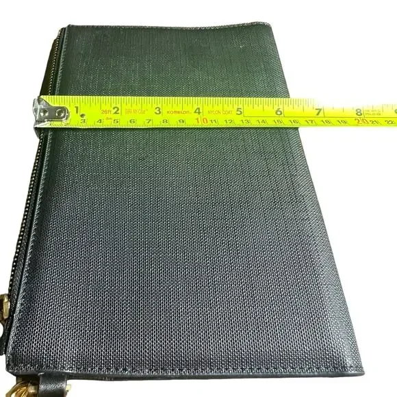 Dagne Dover Clutch Black Gold-Tone Hardware with Wrist Strap large wristlet - Picture 8 of 10